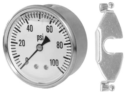 2.5" Glycerin Filled Pressure gauge-center back panel mount, 0-100 PSI